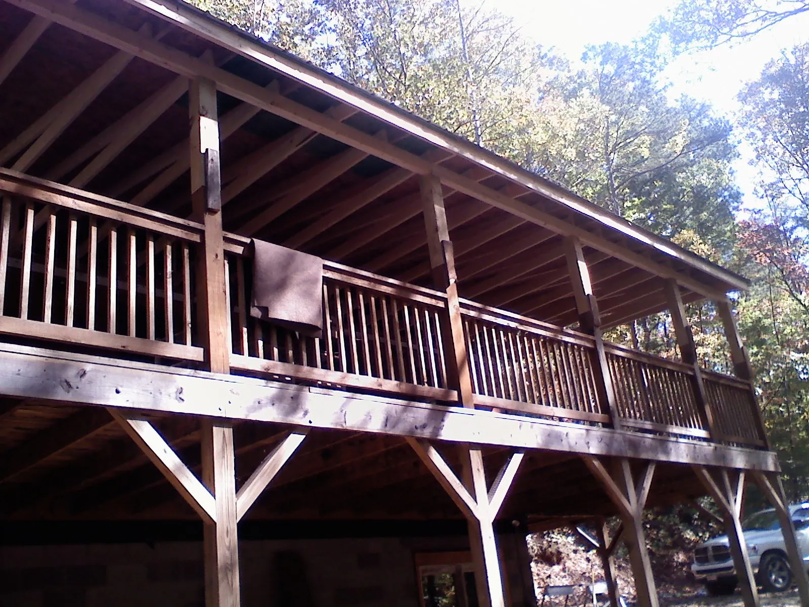 Timber framing under a new elevated porch and deck — Roof Leak Repair in Cressona by Roofing Brothers
